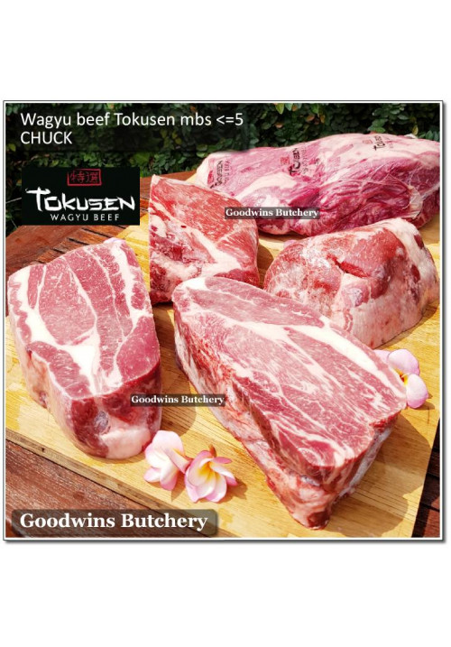 Beef CHUCK Wagyu Tokusen marbling <=5 aged frozen PORTIONED +/- 1.2kg (price/kg)